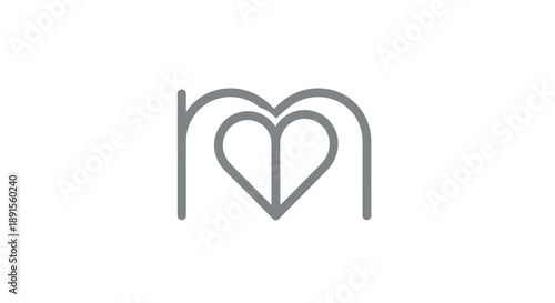 A minimalist gray logo featuring intertwined letters forming a heart shape on a white background with a simple design.
