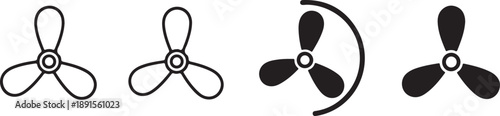 Four different propeller fan blade designs on white background