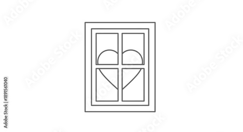 Line drawing of a window with four panes and various shades on a white background.
