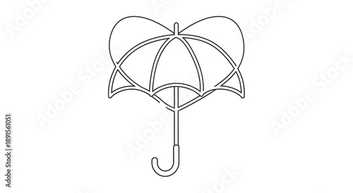 Line drawing of a classic umbrella with a hook handle against a clean white background.
