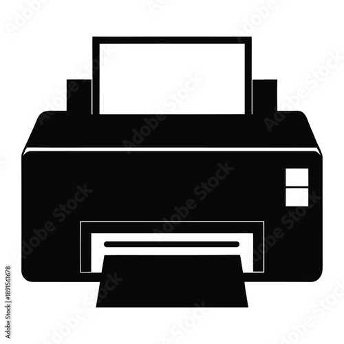 Modern Printer Silhouette Vector Icon for Business Office Equipment