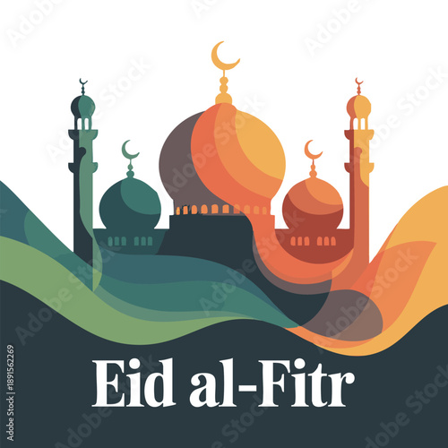 Abstract Eid al Fitr Celebration with Modern Islamic Design