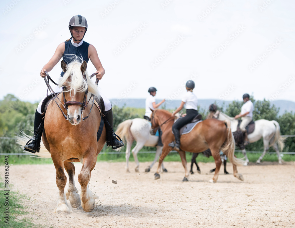 Fototapeta premium riding girl and horse