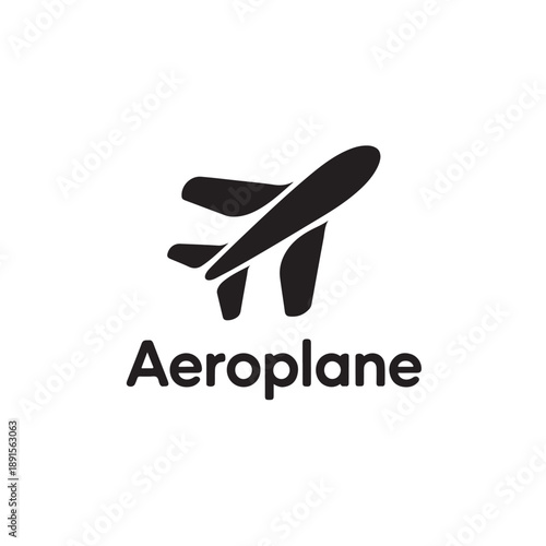 A sleek black aeroplane logo on a clean white background