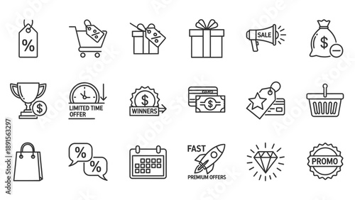 Collection of Simple Line Icons for Business.