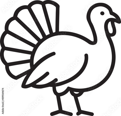 Turkey bird poultry animal line icon vector illustration