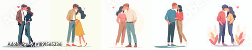 vector of standing couple kissing passionately on valentine's day