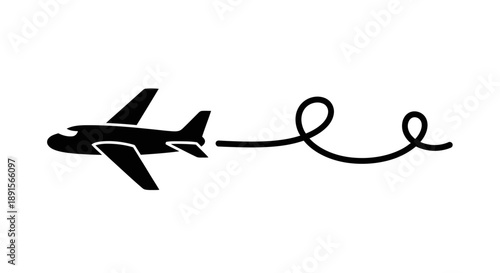 Airplane Flying with Contrails in the Sky Isolated on White