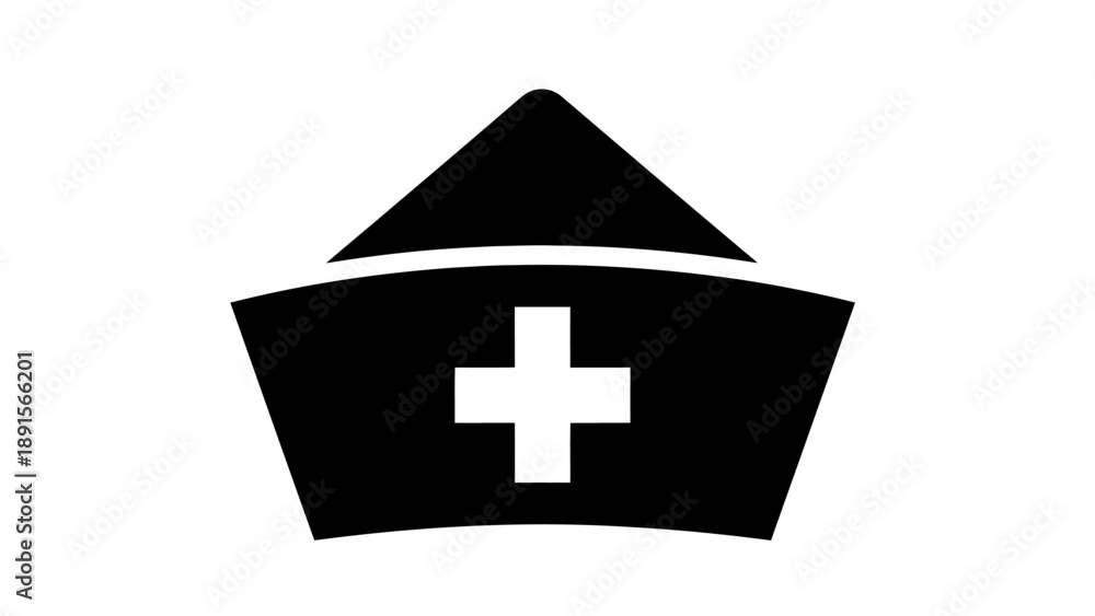 Obraz premium Black Medical Cross Hat Isolated on White Background