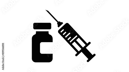 Medical Syringe and Vial Isolated on White Background