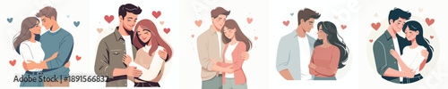 Vector half body of couple hugging each other affectionately on Valentine's Day