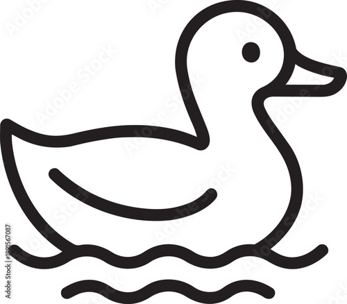 Duck bird swimming poultry line icon vector illustration
