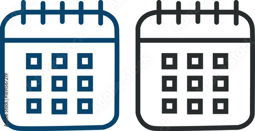 Calendar icon set. Calendar planner icons for app, website, ui. reminder organizer event signs. business plan schedule.