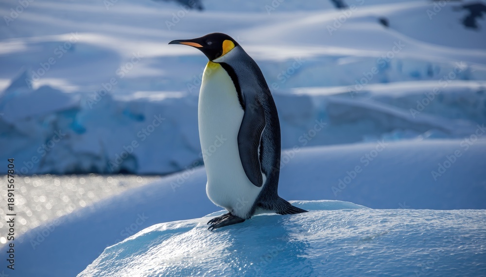 Obraz premium Majestic Emperor Penguin Standing on Ice in a Frozen Wilderness
