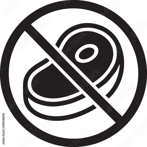 No meat forbidden sign vegetarian line icon vector illustration
