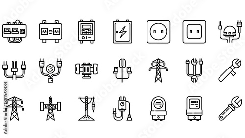 Collection of Simple Line Icons for Industry.