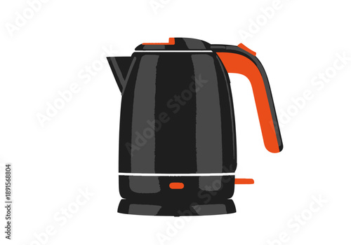 Black Electric Kettle with Orange Accents.