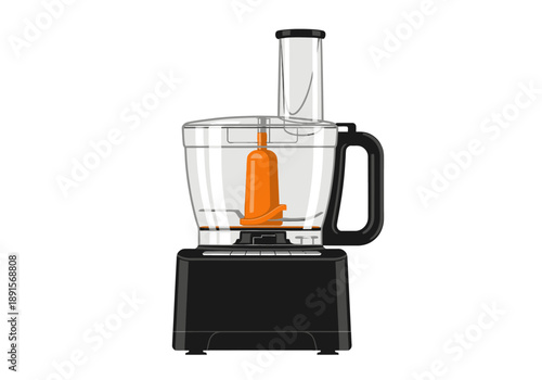 Black Food Processor with Clear Bowl.