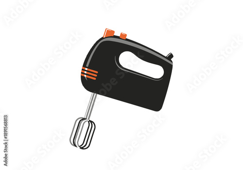 Black Electric Hand Mixer with Whisk Attachment.