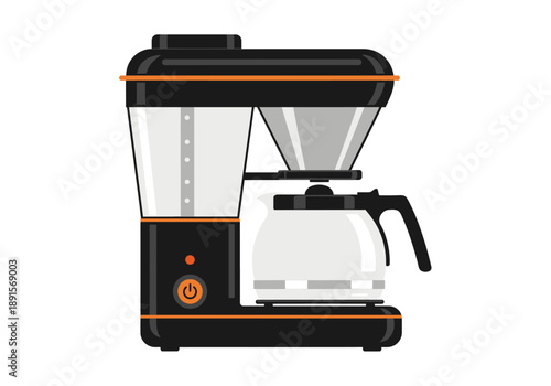 Modern Black Coffee Maker with Glass Container.