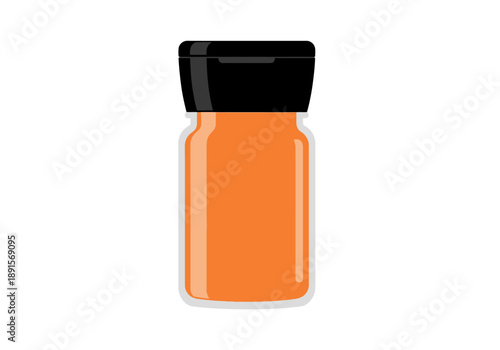 Orange Liquid in Glass Bottle with Black Cap.