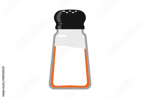 Transparent Salt Shaker with Black Cap.