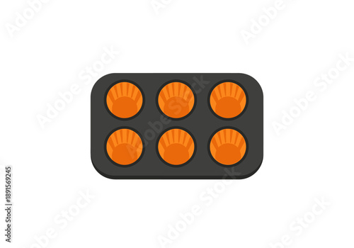 Six Orange Muffins in Baking Tray.