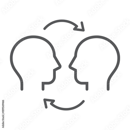 Two persons silhouette with exchange arrows isolated vector image.