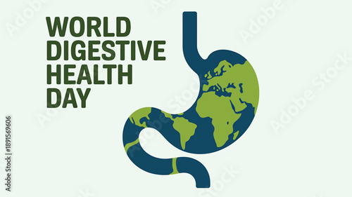 World Digestive Health Day Illustration Earth Stomach Graphic
