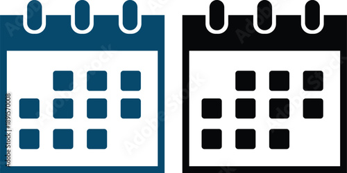 Calendar icon set. Calendar planner icons for app, website, ui. reminder organizer event signs. business plan schedule.
