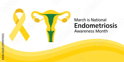 March Endometriosis Awareness Month Symbols Yellow Ribbon