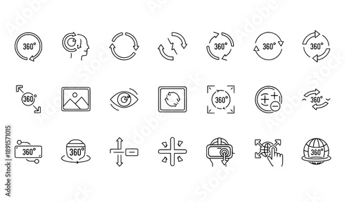 360 Degree View Rotation Flat Icon Set Vector EPS10