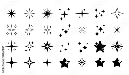 Sparkle and Star Icons Vector Set EPS10