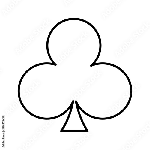 Black outline of a club symbol from a deck of playing cards