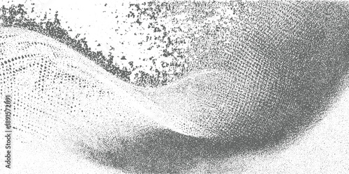 Abstract grayscale stippled texture with swirling patterns and granular details