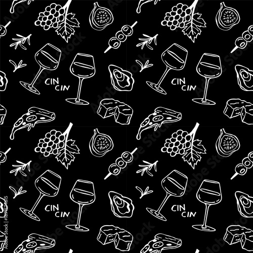 Black wine doodles pattern