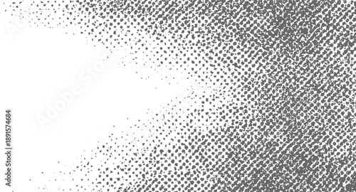 Gradient of grey dots fading from dense to sparse on white background pattern texture
