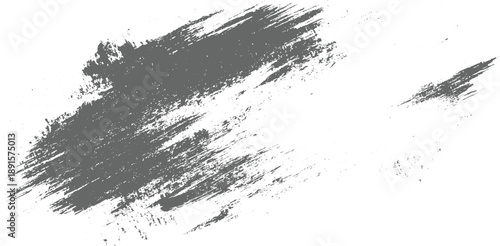 Gray abstract paint brush strokes on white background