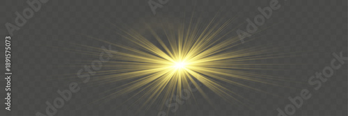 5Bright sunlight with glare. Golden flash vector. Sun rays. Glare from the sun, dawn, light effect.