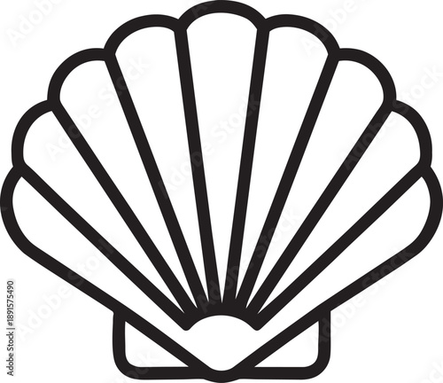 Scallop shell seafood line icon vector illustration