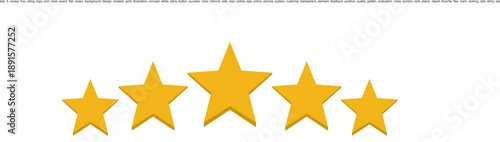 Five stars customer product rating review flat icon for apps and websites. 
