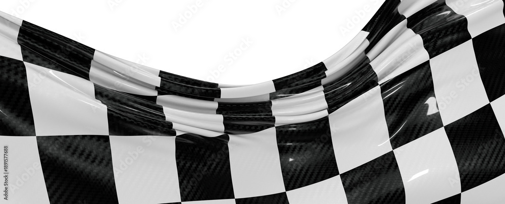 Fototapeta premium Abstract image of a checkered racing flag waving, ideal for motor sports and speed themes. The waving flag indicates vic
