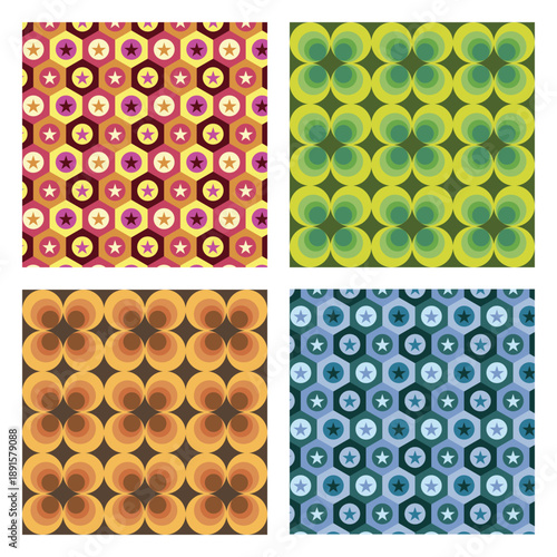 Collection of four tapestry or fabric patterns