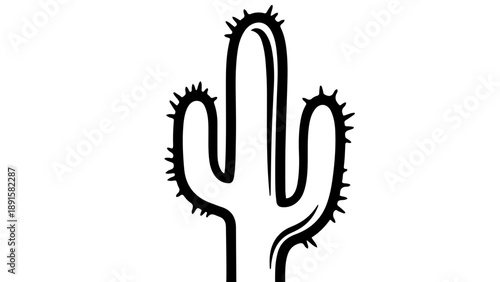 A minimalist black cactus icon on a white background, perfect for design and illustration purposes