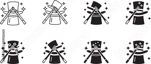 Six identical soldier illustrations with top hat and crossed weapons