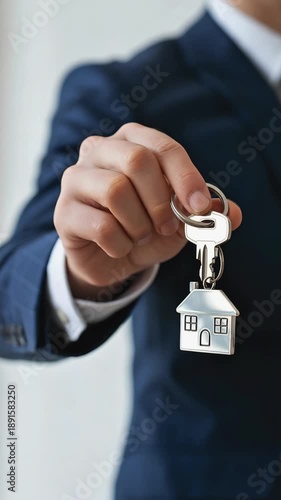 Cinematic Video of House Key Exchange Symbolizing Real Estate Ownership
