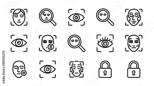 Collection of Simple Line Icons for Security and Identity.