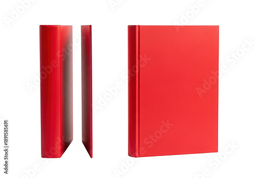 Two red book covers standing upright isolated on transparent background