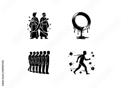 Meditation and Spiritual Awareness Icon Set Representing Inner Energy, Mindfulness, Balance, and Human Consciousness Concepts