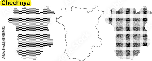 Detailed map of chechnia with various patterns and outlines highlighting geographical features